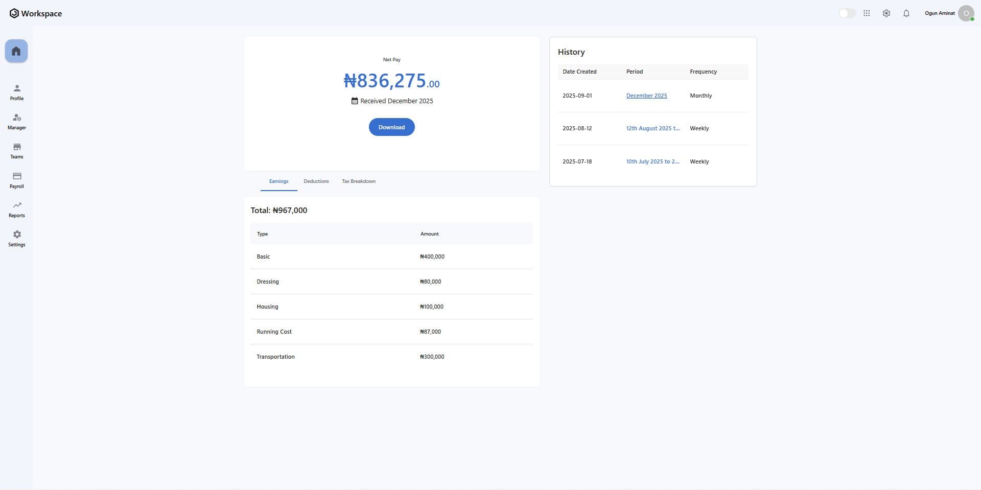 Workspace Payroll